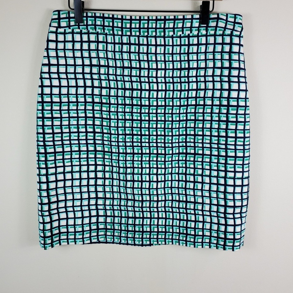 EUC KATE SPADE Stylish Green and White Checkered Mid Length Skirt, Fully Lined - Picture 5 of 16